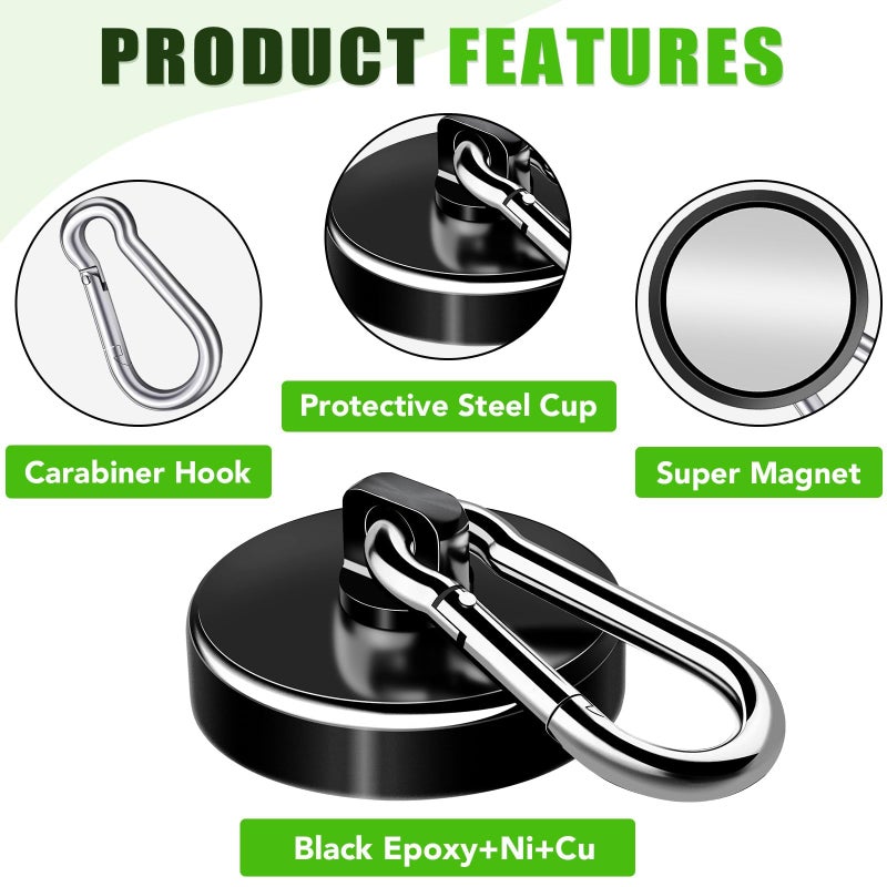 E BAVITE Carabiner Magnetic Hooks  110LBS Strong Black Magnetic Hooks Heavy Duty with Swivel Carabiner Hook  Great for Hanging for Cruise  Garage  Kitchen  Refrigerator  Locker (40Pack) - Image 5